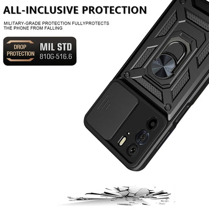 Motorola Edge 30 Pro Sliding Camera Cover Magnetic Ring Stand Shockproof TPU + PC Protective Phone Case