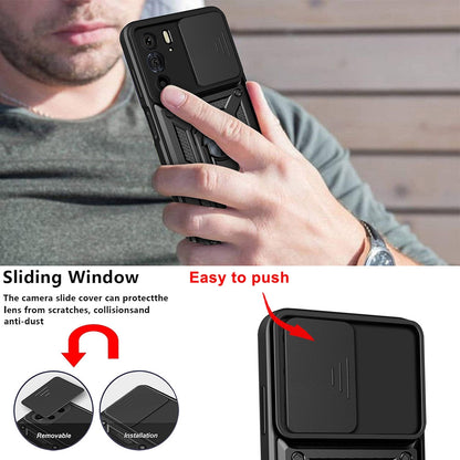 Motorola Edge 30 Pro Sliding Camera Cover Magnetic Ring Stand Shockproof TPU + PC Protective Phone Case