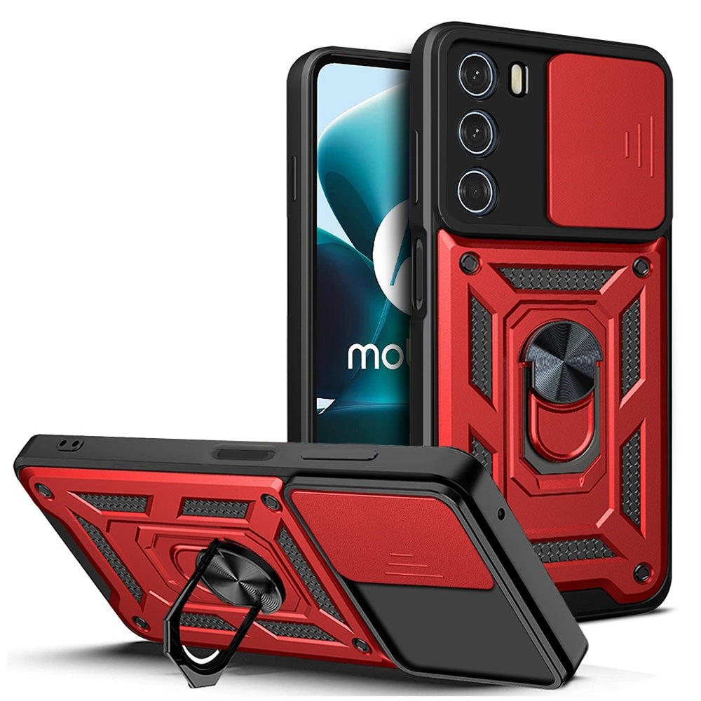 Motorola Moto G200 5G Sliding Camera Cover Magnetic Ring Stand Shockproof TPU + PC Protective Phone Case