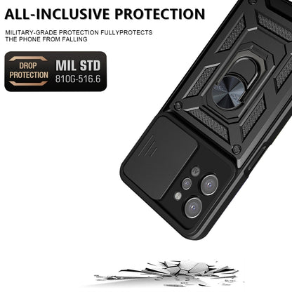 OPPO Realme C31 Sliding Camera Cover Magnetic Ring Stand Shockproof TPU + PC Protective Phone Case