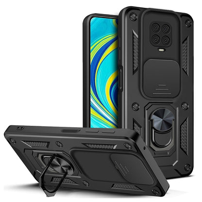 Xiaomi Redmi Note 9 Pro Sliding Camera Cover Magnetic Ring Stand Shockproof TPU + PC Protective Phone Case