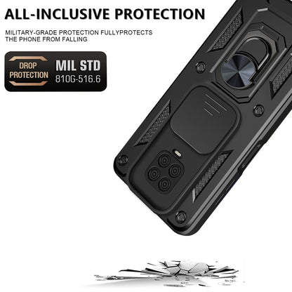 Xiaomi Redmi Note 9 Pro Sliding Camera Cover Magnetic Ring Stand Shockproof TPU + PC Protective Phone Case