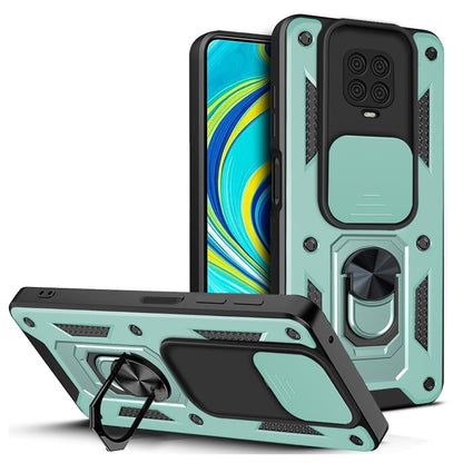 Xiaomi Redmi Note 9 Pro Sliding Camera Cover Magnetic Ring Stand Shockproof TPU + PC Protective Phone Case