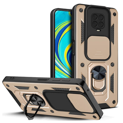 Xiaomi Redmi Note 9 Pro Sliding Camera Cover Magnetic Ring Stand Shockproof TPU + PC Protective Phone Case