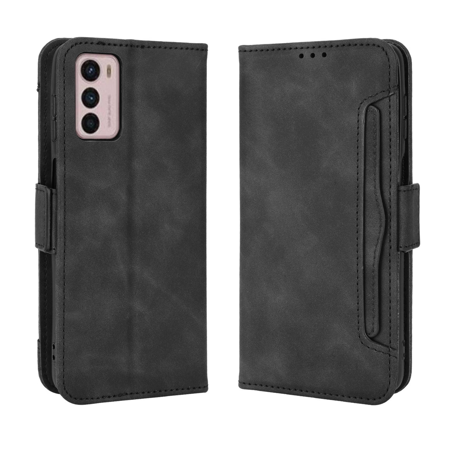 Motorola Moto G42 Skin Feel PU Leather Wallet Phone Case with Card Slots, Cash Pocket, Magnetic Closure, Built-In Stand, Full Protection TPU Cover