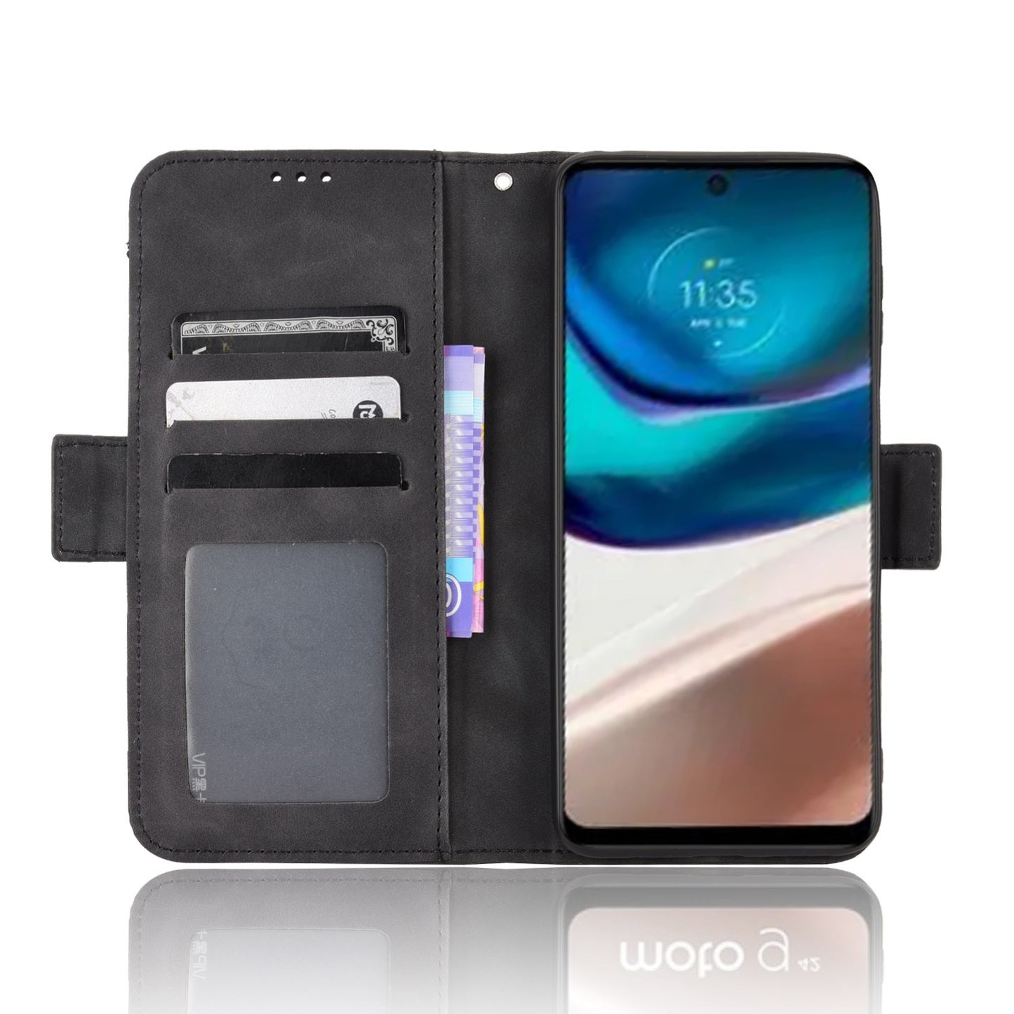 Motorola Moto G42 Skin Feel PU Leather Wallet Phone Case with Card Slots, Cash Pocket, Magnetic Closure, Built-In Stand, Full Protection TPU Cover