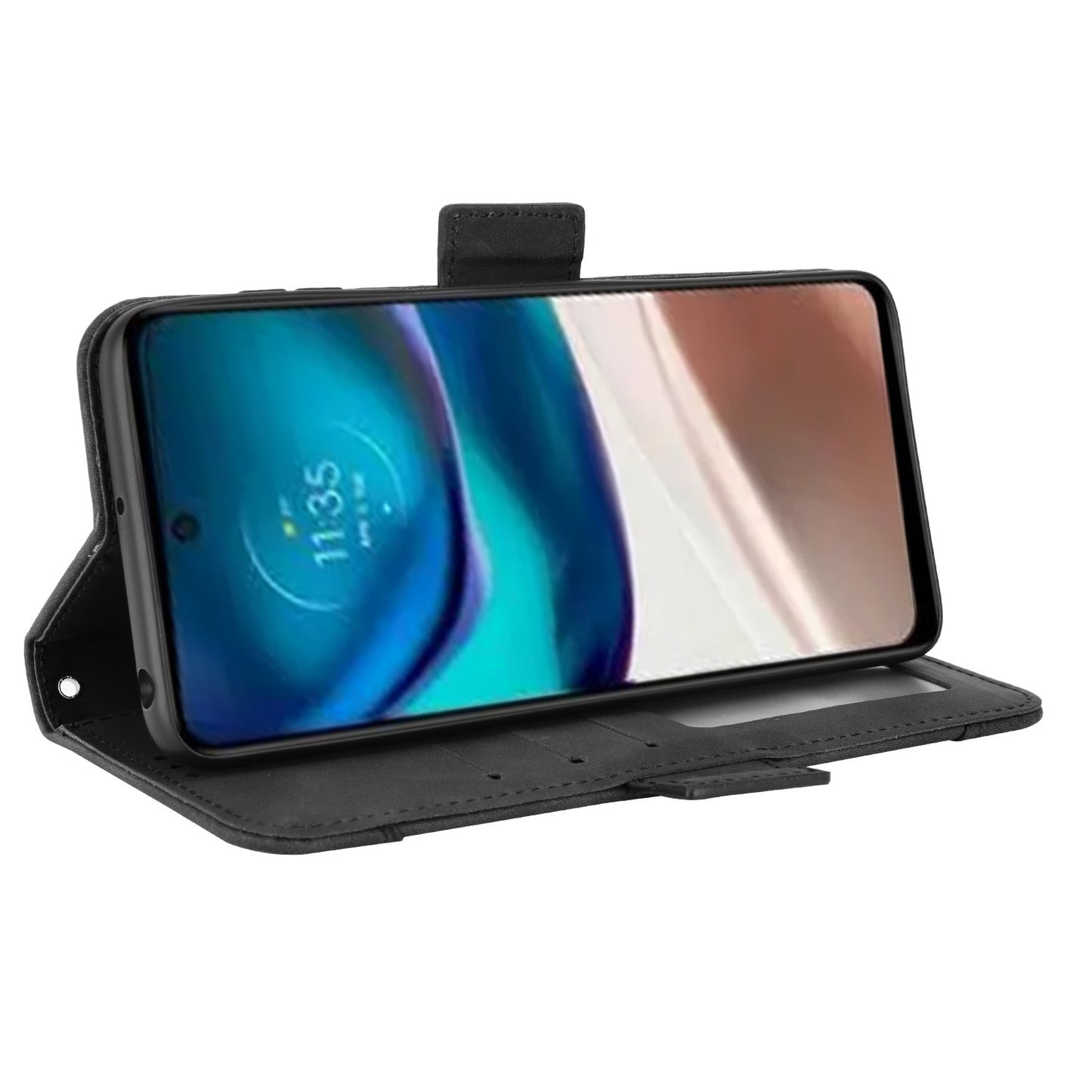 Motorola Moto G42 Skin Feel PU Leather Wallet Phone Case with Card Slots, Cash Pocket, Magnetic Closure, Built-In Stand, Full Protection TPU Cover
