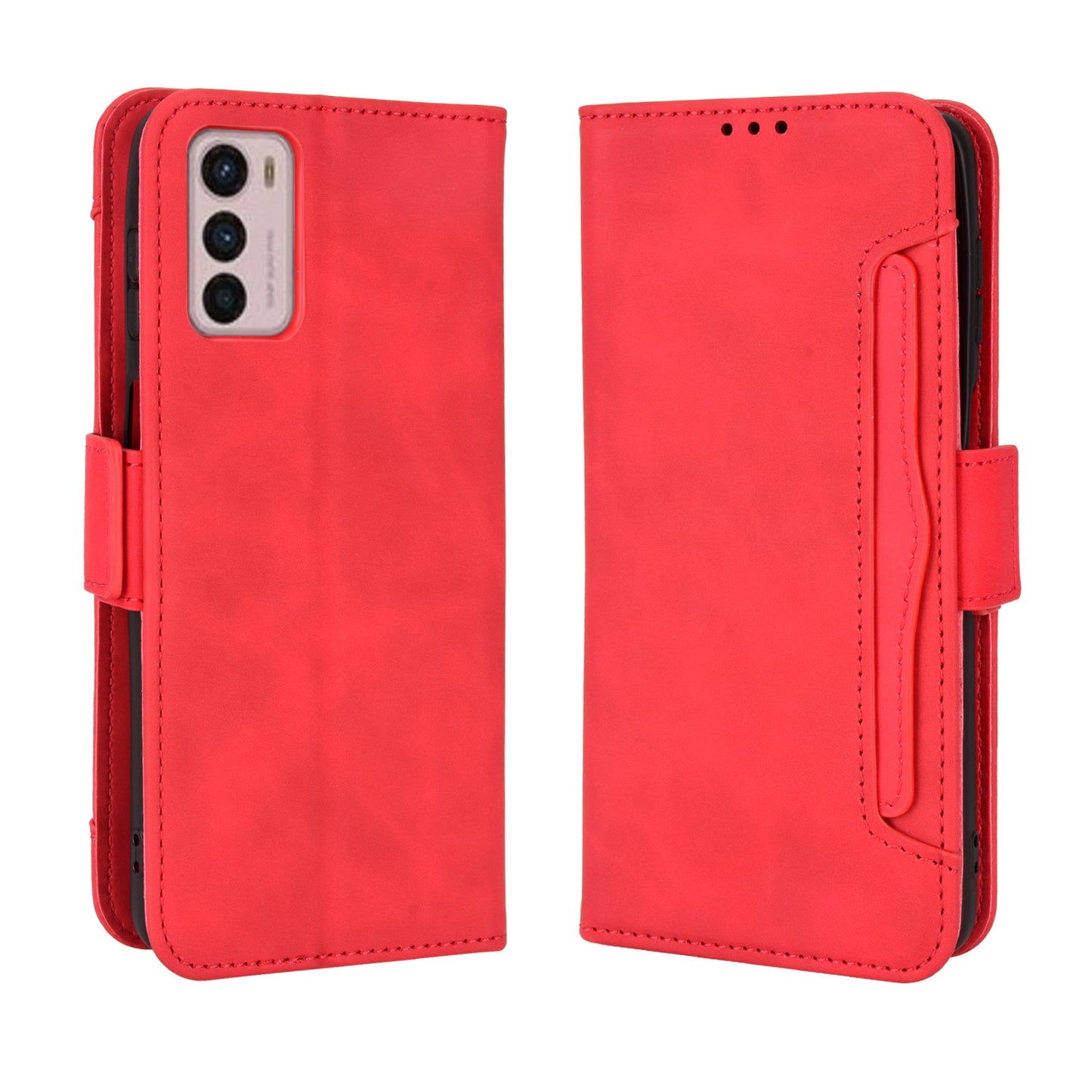 Motorola Moto G42 Skin Feel PU Leather Wallet Phone Case with Card Slots, Cash Pocket, Magnetic Closure, Built-In Stand, Full Protection TPU Cover