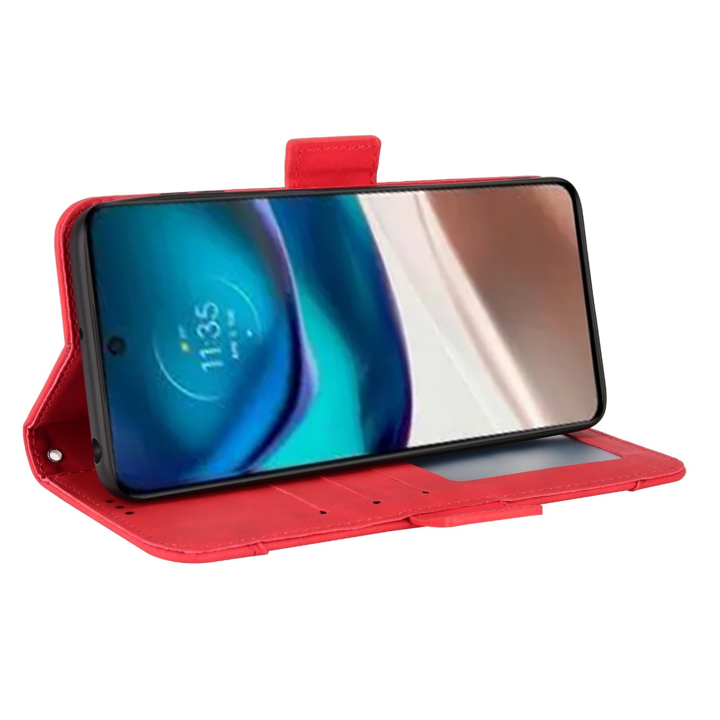 Motorola Moto G42 Skin Feel PU Leather Wallet Phone Case with Card Slots, Cash Pocket, Magnetic Closure, Built-In Stand, Full Protection TPU Cover