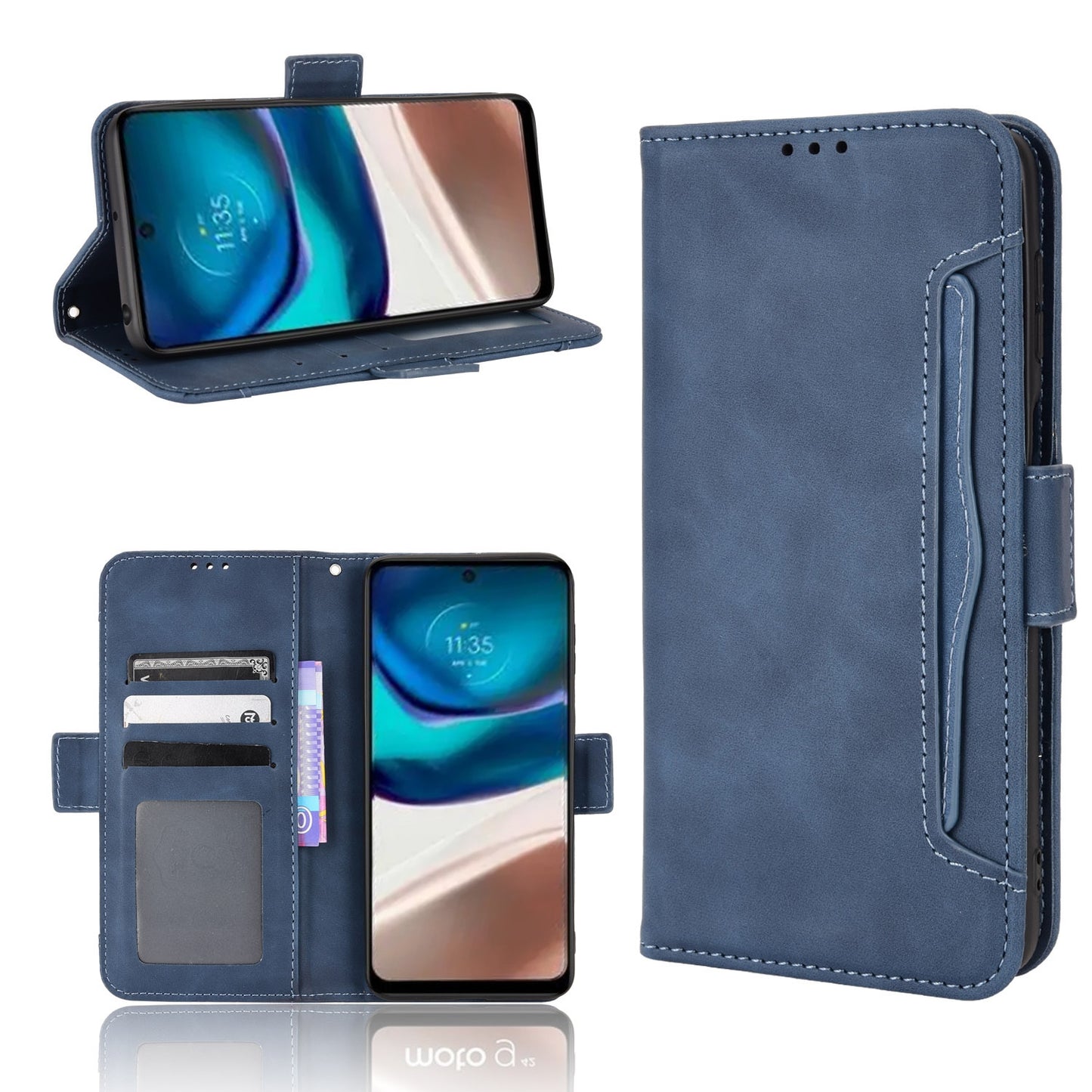 Motorola Moto G42 Skin Feel PU Leather Wallet Phone Case with Card Slots, Cash Pocket, Magnetic Closure, Built-In Stand, Full Protection TPU Cover