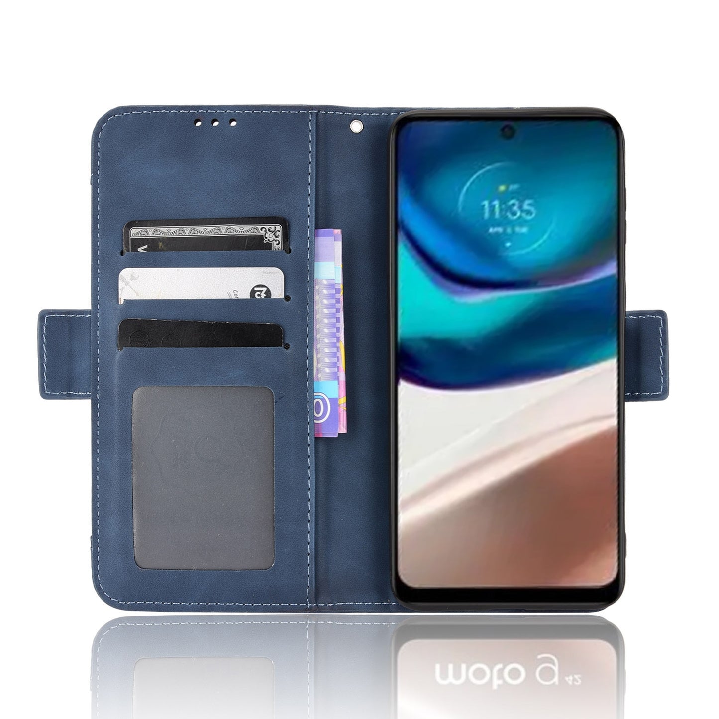 Motorola Moto G42 Skin Feel PU Leather Wallet Phone Case with Card Slots, Cash Pocket, Magnetic Closure, Built-In Stand, Full Protection TPU Cover