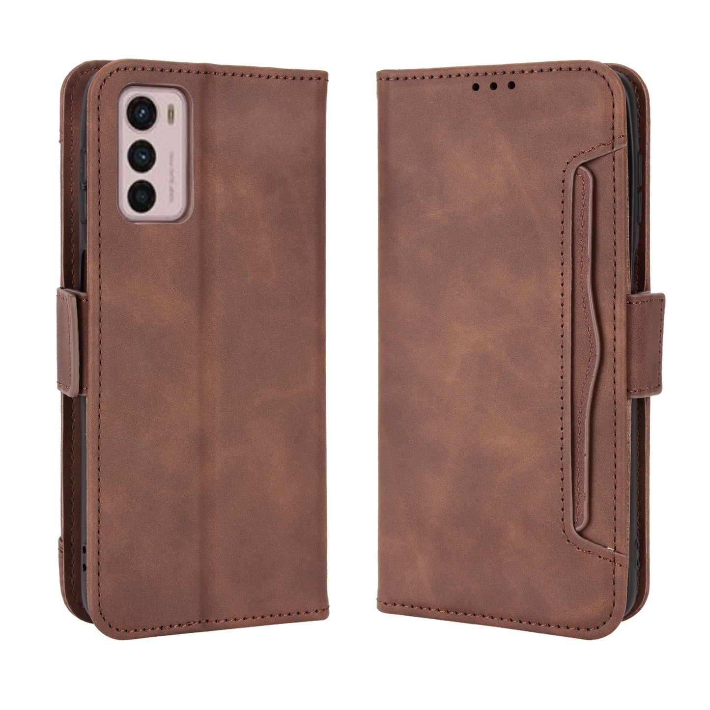 Motorola Moto G42 Skin Feel PU Leather Wallet Phone Case with Card Slots, Cash Pocket, Magnetic Closure, Built-In Stand, Full Protection TPU Cover