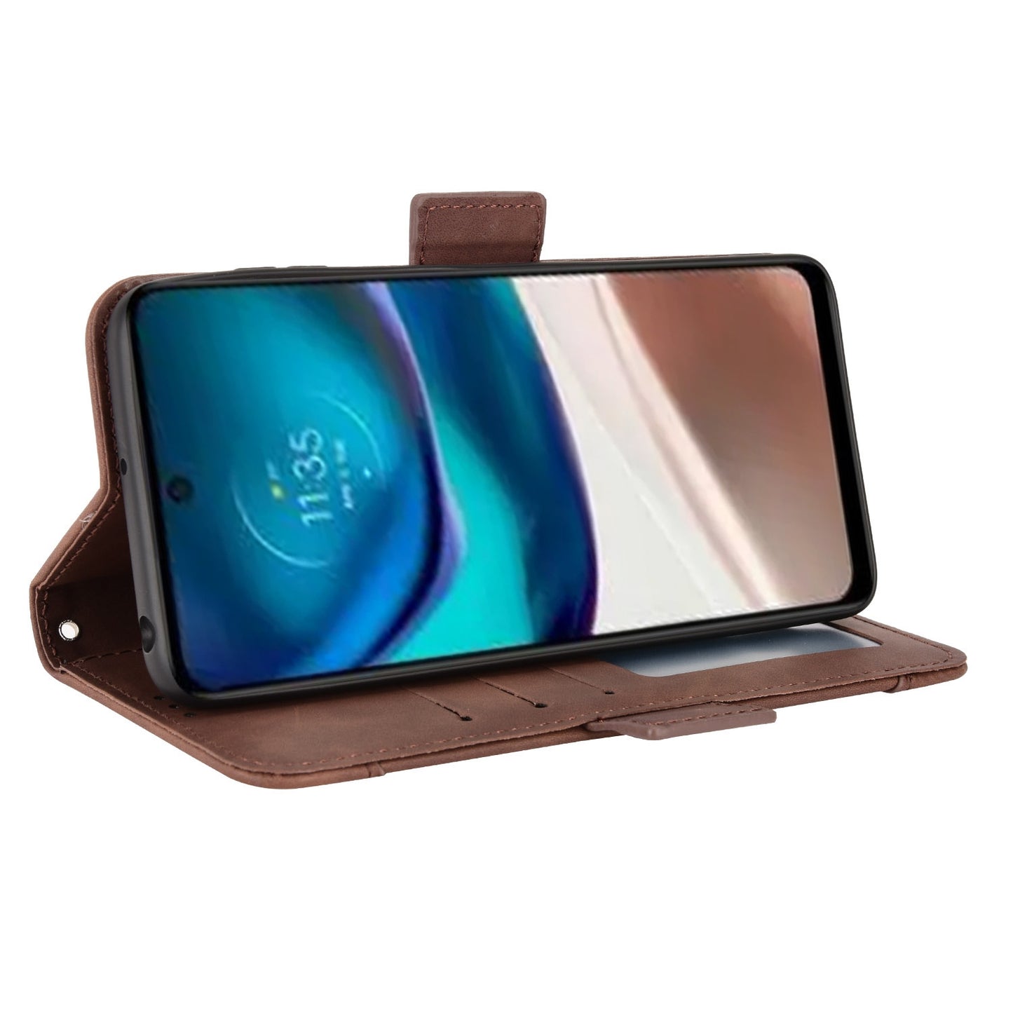 Motorola Moto G42 Skin Feel PU Leather Wallet Phone Case with Card Slots, Cash Pocket, Magnetic Closure, Built-In Stand, Full Protection TPU Cover