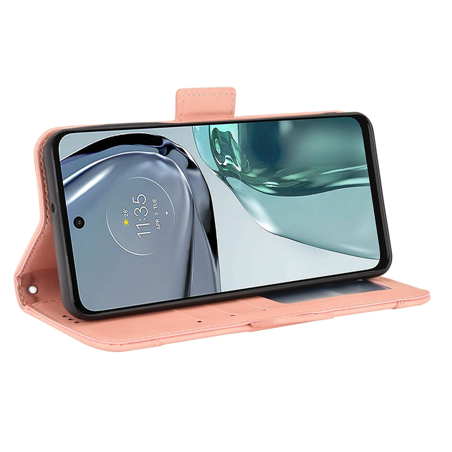Motorola Moto G62 5G Skin Feel PU Leather Wallet Phone Case with Card Slots, Cash Pocket, Magnetic Closure, Built-In Stand, Full Protection TPU Cover