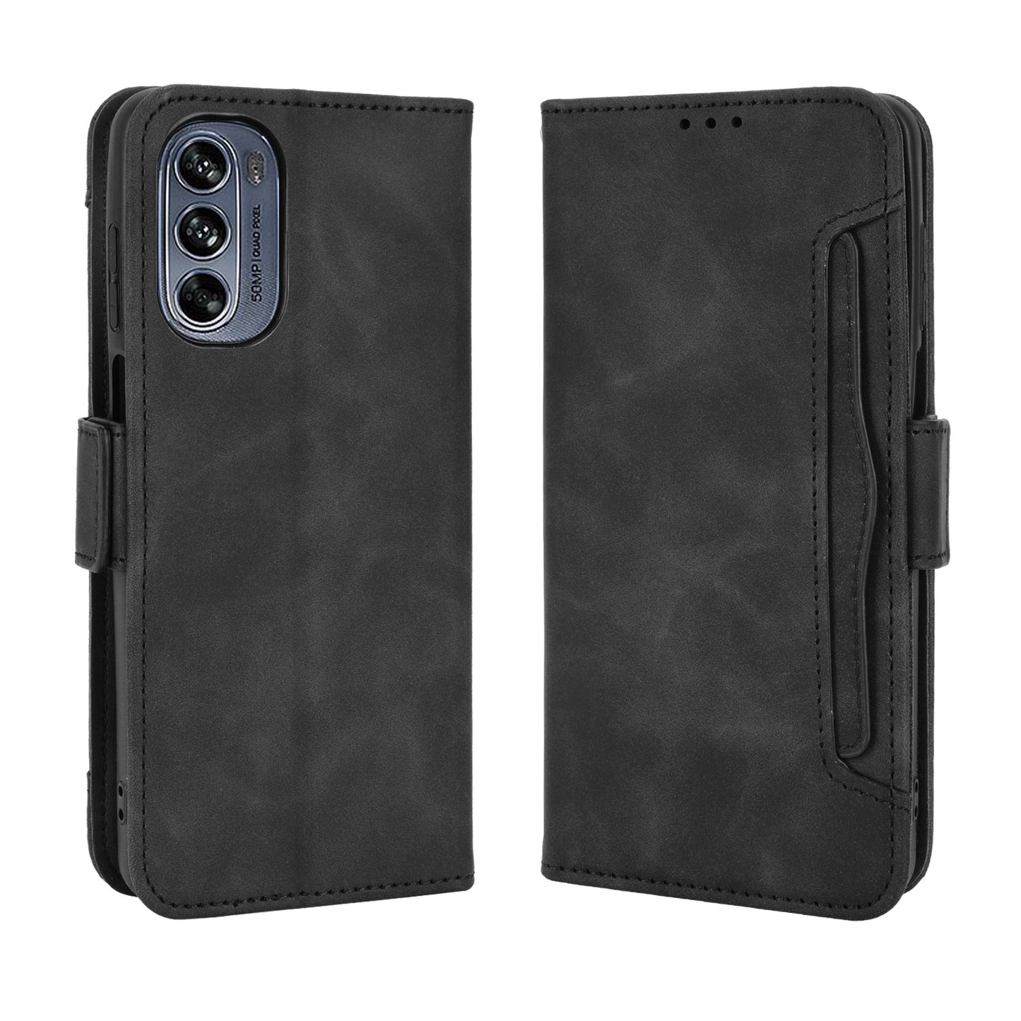 Motorola Moto G62 5G Skin Feel PU Leather Wallet Phone Case with Card Slots, Cash Pocket, Magnetic Closure, Built-In Stand, Full Protection TPU Cover