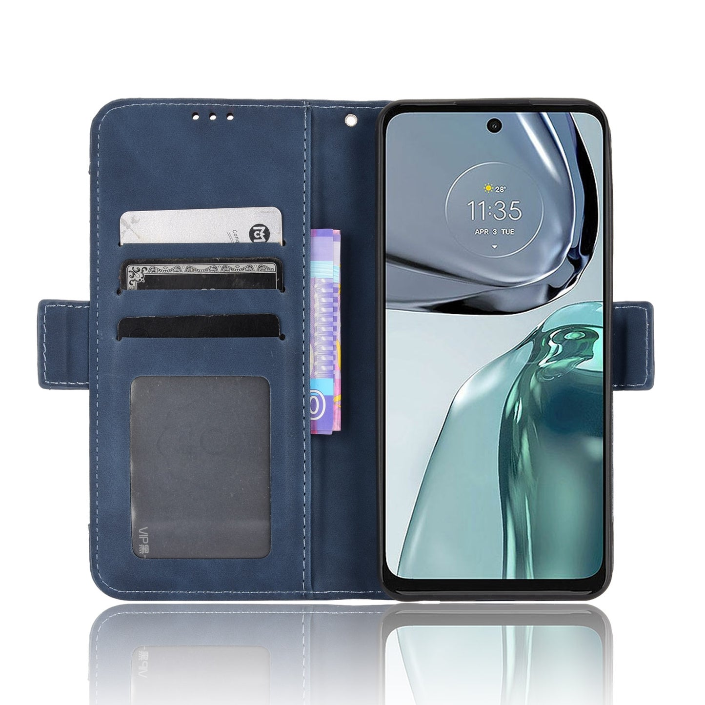 Motorola Moto G62 5G Skin Feel PU Leather Wallet Phone Case with Card Slots, Cash Pocket, Magnetic Closure, Built-In Stand, Full Protection TPU Cover