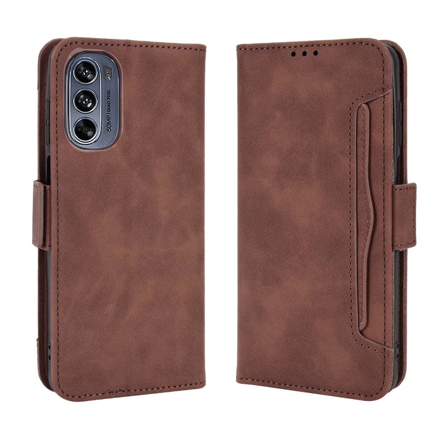 Motorola Moto G62 5G Skin Feel PU Leather Wallet Phone Case with Card Slots, Cash Pocket, Magnetic Closure, Built-In Stand, Full Protection TPU Cover