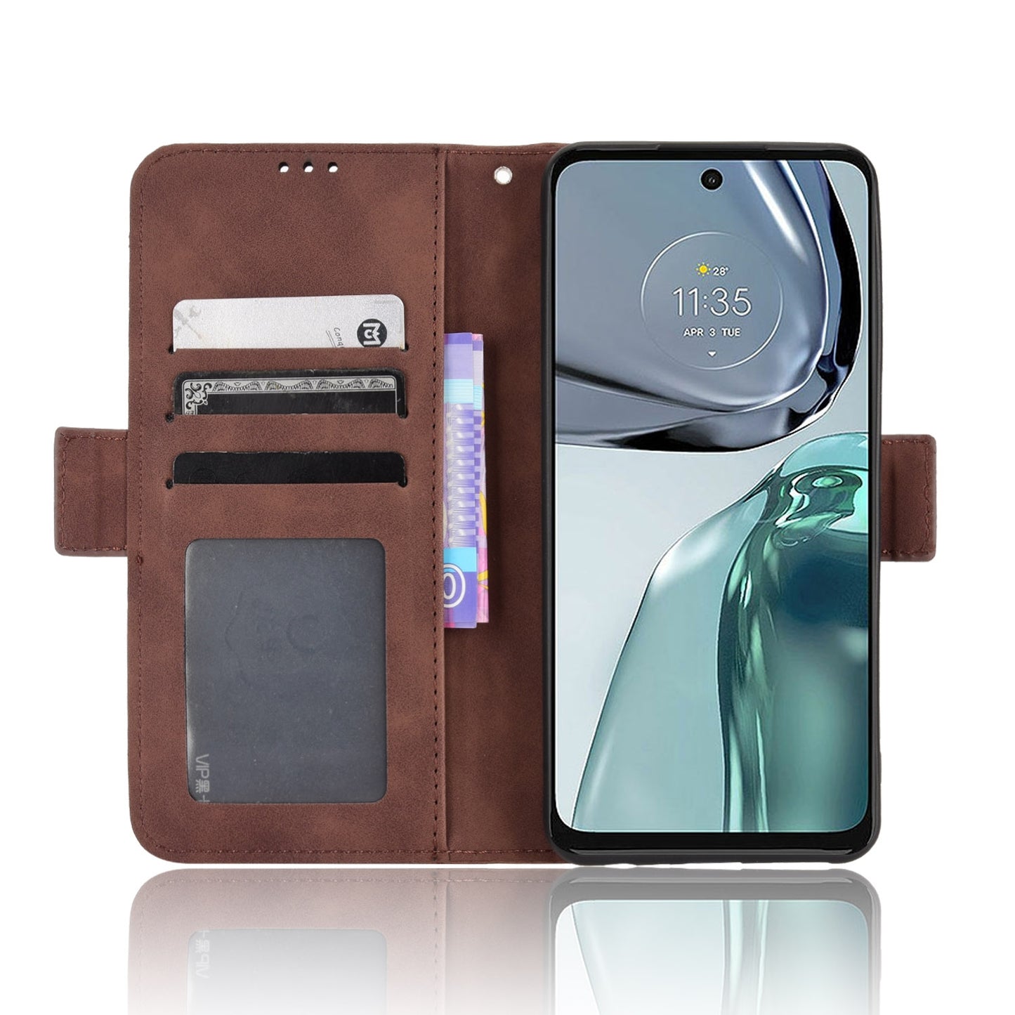 Motorola Moto G62 5G Skin Feel PU Leather Wallet Phone Case with Card Slots, Cash Pocket, Magnetic Closure, Built-In Stand, Full Protection TPU Cover