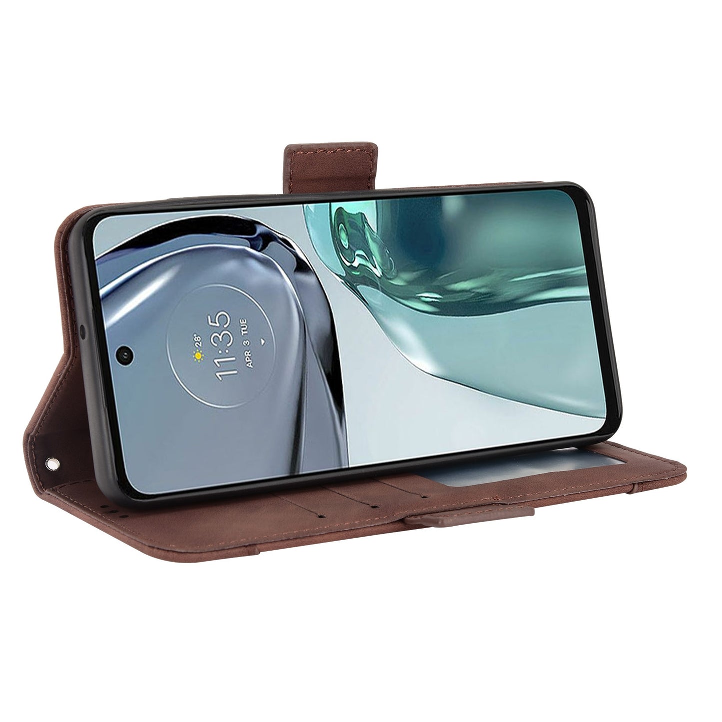 Motorola Moto G62 5G Skin Feel PU Leather Wallet Phone Case with Card Slots, Cash Pocket, Magnetic Closure, Built-In Stand, Full Protection TPU Cover