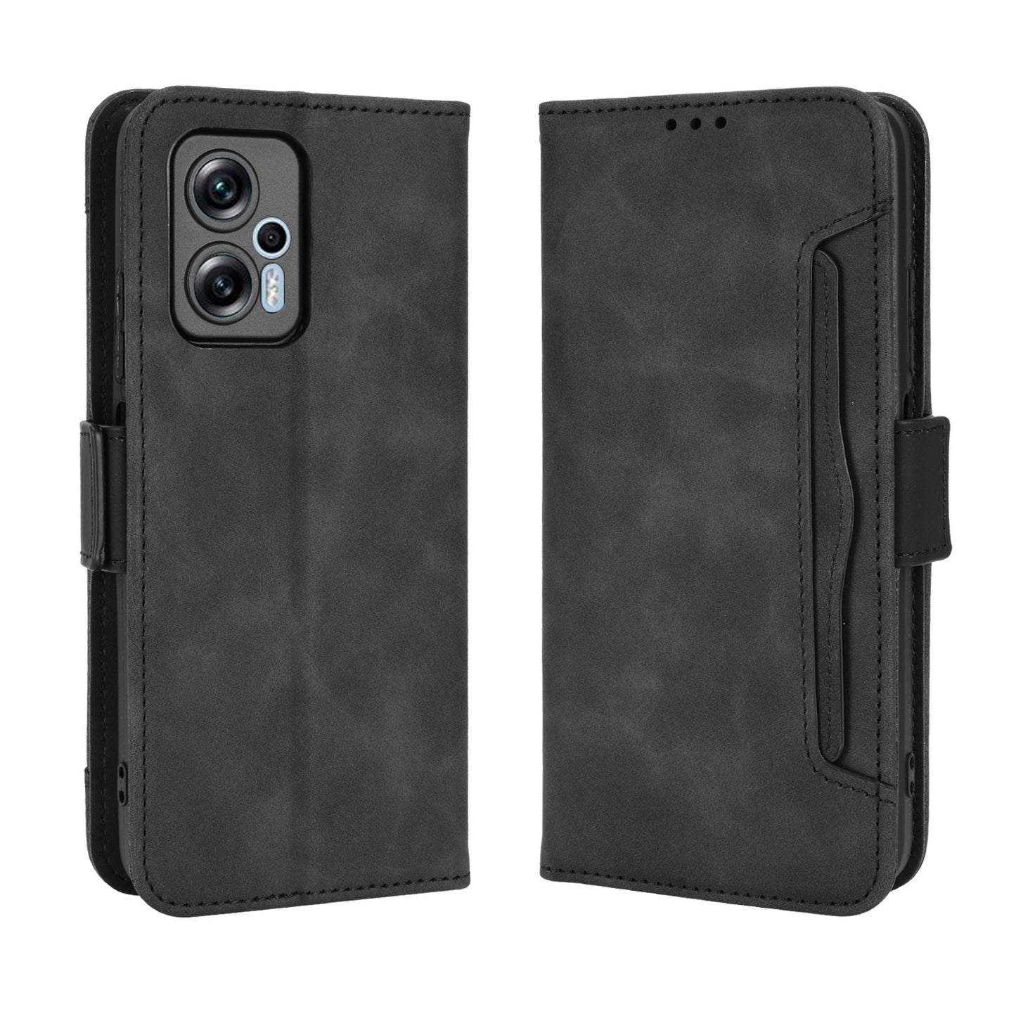 Xiaomi Redmi Note 11T Pro 5G Skin Feel PU Leather Wallet Phone Case with Card Slots, Cash Pocket, Magnetic Closure, Built-In Stand, Full Protection TPU Cover