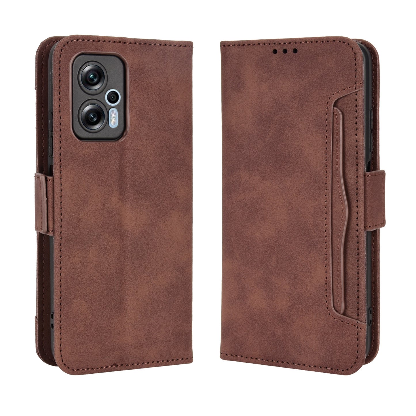 Xiaomi Redmi Note 11T Pro 5G Skin Feel PU Leather Wallet Phone Case with Card Slots, Cash Pocket, Magnetic Closure, Built-In Stand, Full Protection TPU Cover