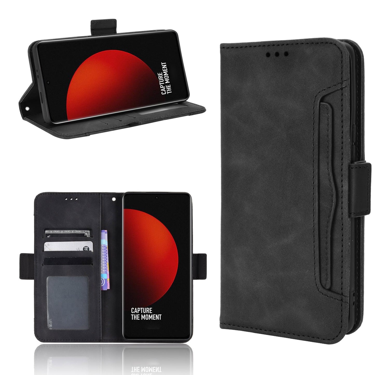 Xiaomi 12S Ultra Skin Feel PU Leather Wallet Phone Case with Card Slots, Cash Pocket, Magnetic Closure, Built-In Stand, Full Protection TPU Cover