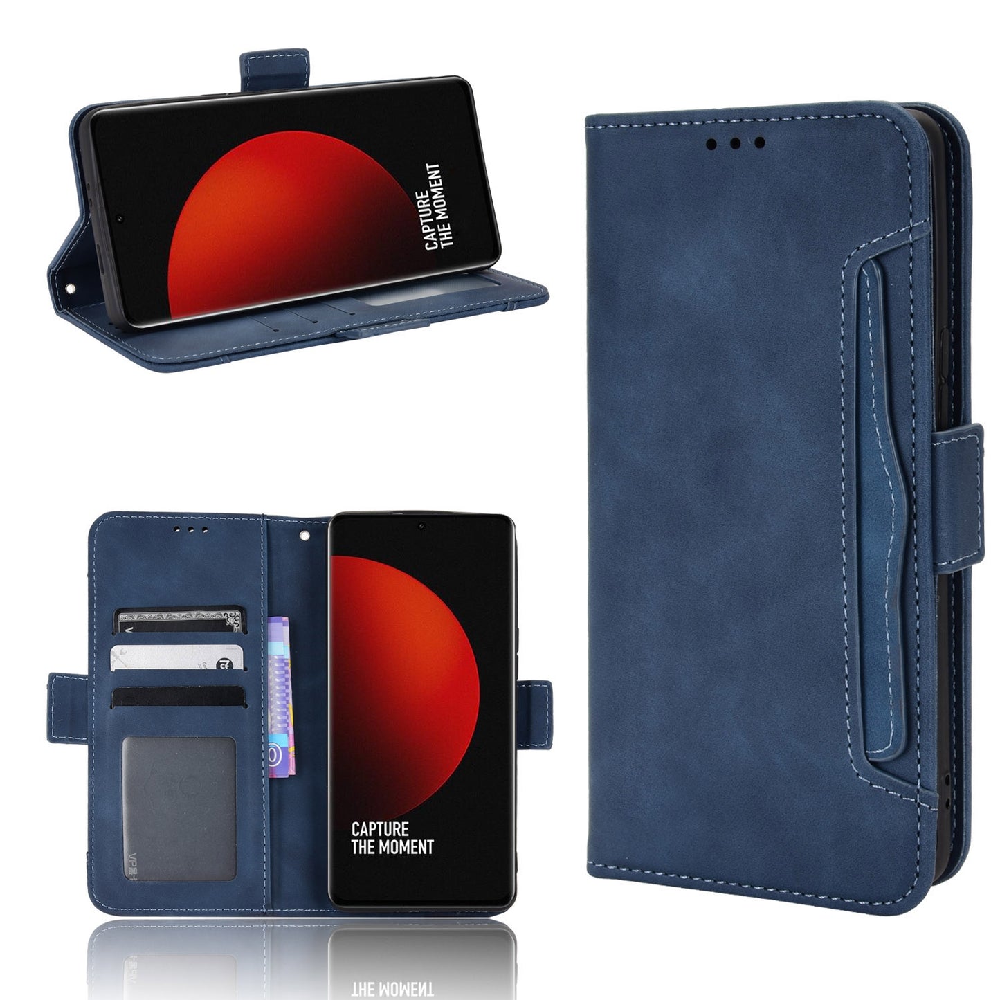 Xiaomi 12S Ultra Skin Feel PU Leather Wallet Phone Case with Card Slots, Cash Pocket, Magnetic Closure, Built-In Stand, Full Protection TPU Cover