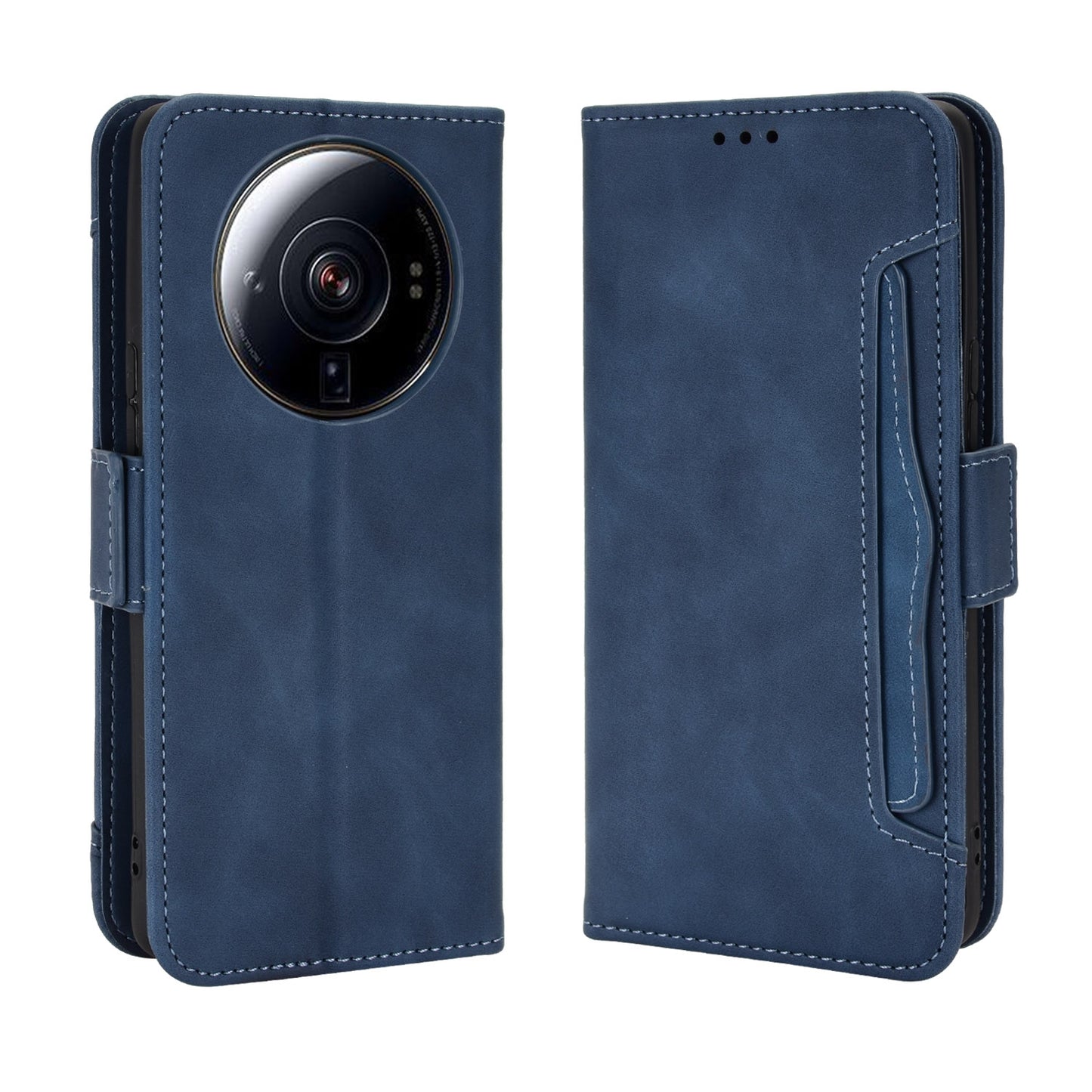 Xiaomi 12S Ultra Skin Feel PU Leather Wallet Phone Case with Card Slots, Cash Pocket, Magnetic Closure, Built-In Stand, Full Protection TPU Cover