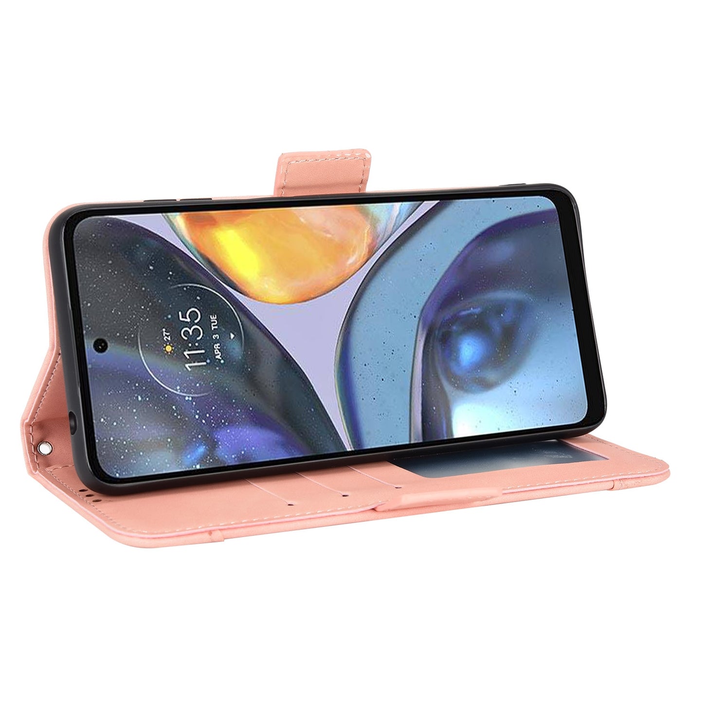 Motorola Moto G22 Skin Feel PU Leather Wallet Phone Case with Card Slots, Cash Pocket, Magnetic Closure, Built-In Stand, Full Protection TPU Cover