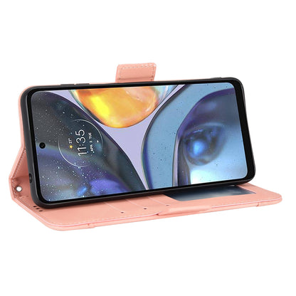 Motorola Moto G22 Skin Feel PU Leather Wallet Phone Case with Card Slots, Cash Pocket, Magnetic Closure, Built-In Stand, Full Protection TPU Cover