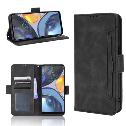 Motorola Moto G22 Skin Feel PU Leather Wallet Phone Case with Card Slots, Cash Pocket, Magnetic Closure, Built-In Stand, Full Protection TPU Cover