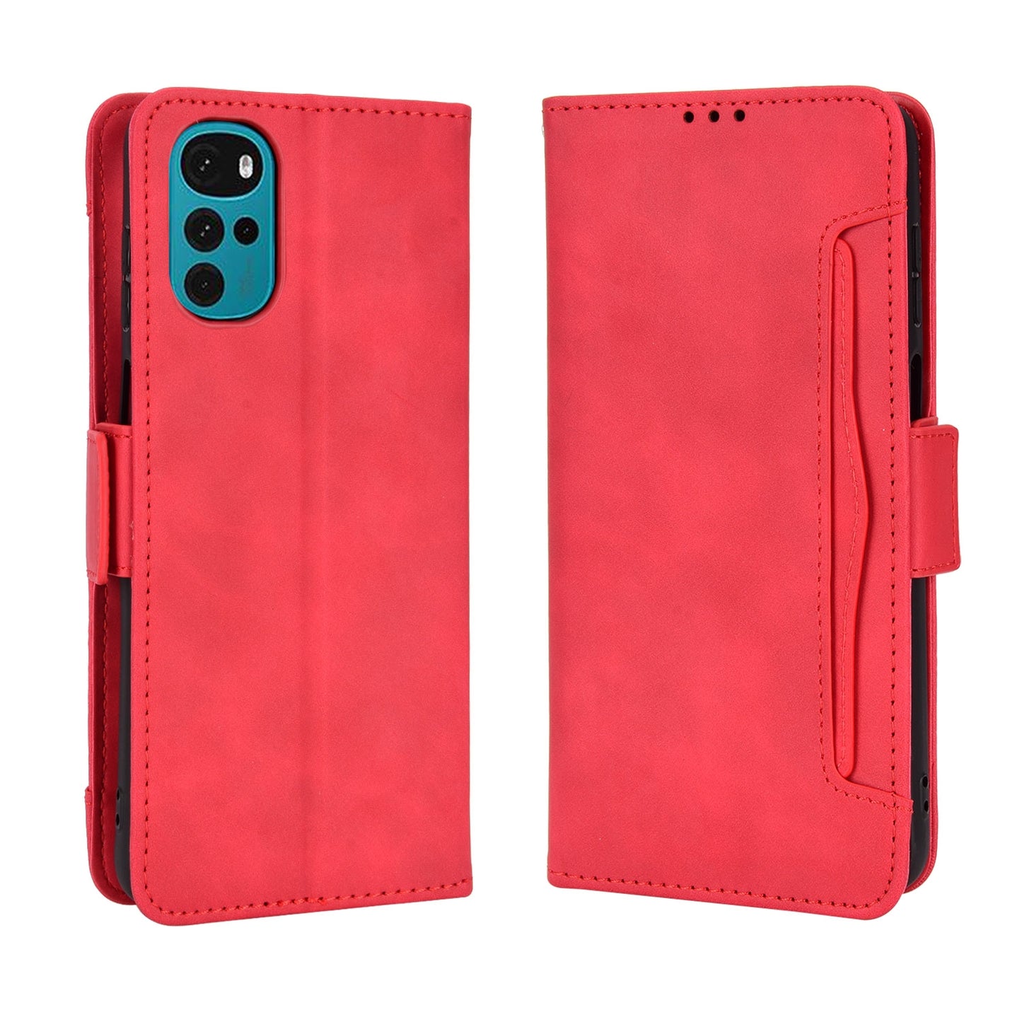 Motorola Moto E32s Skin Feel PU Leather Wallet Phone Case with Card Slots, Cash Pocket, Magnetic Closure, Built-In Stand, Full Protection TPU Cover