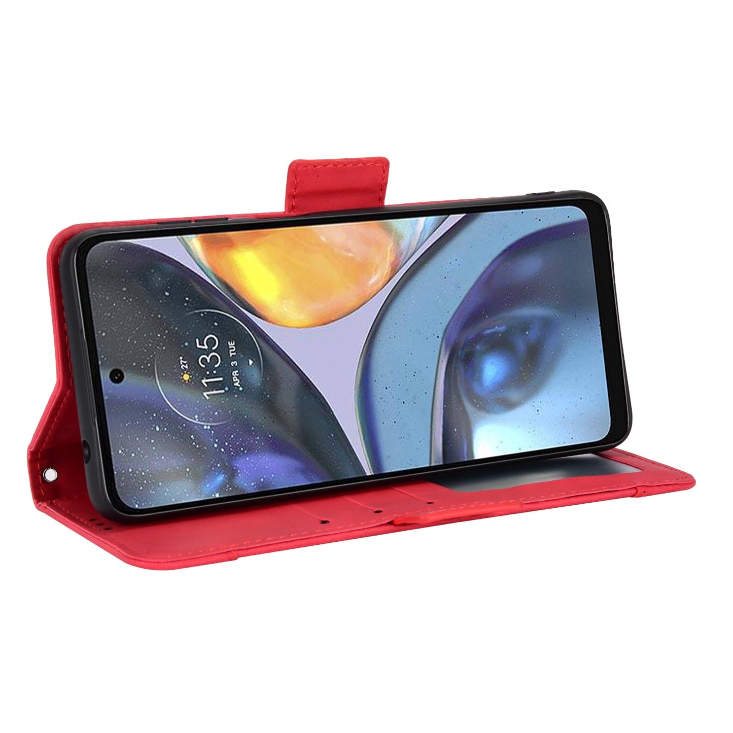 Motorola Moto E32s Skin Feel PU Leather Wallet Phone Case with Card Slots, Cash Pocket, Magnetic Closure, Built-In Stand, Full Protection TPU Cover