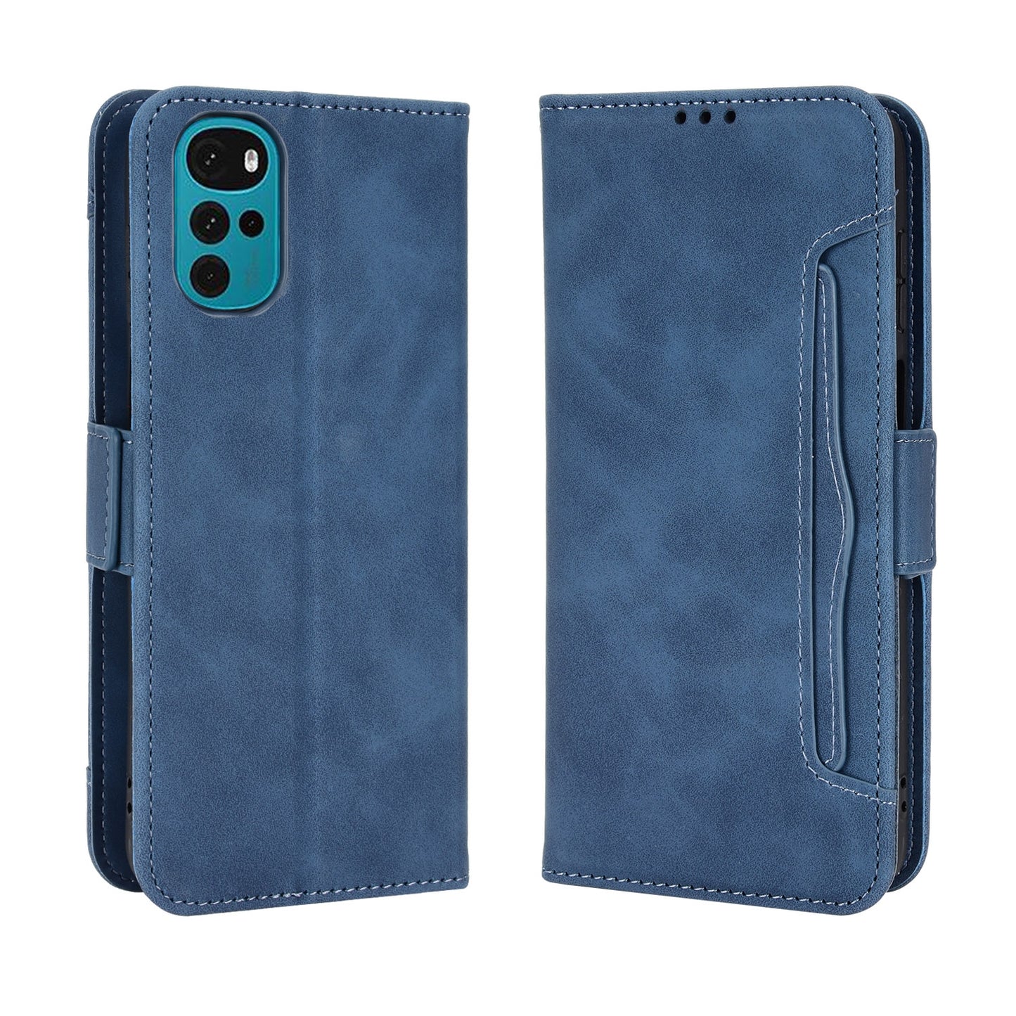 Motorola Moto E32s Skin Feel PU Leather Wallet Phone Case with Card Slots, Cash Pocket, Magnetic Closure, Built-In Stand, Full Protection TPU Cover