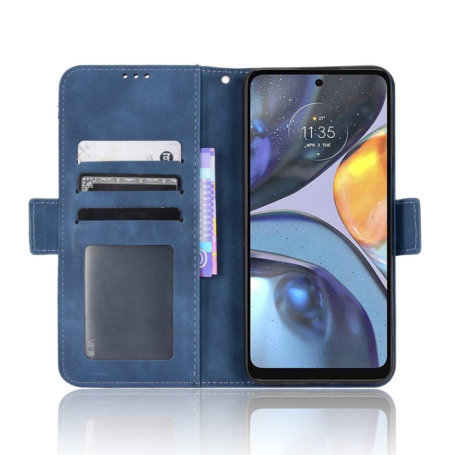 Motorola Moto E32s Skin Feel PU Leather Wallet Phone Case with Card Slots, Cash Pocket, Magnetic Closure, Built-In Stand, Full Protection TPU Cover