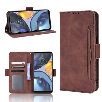 Motorola Moto E32s Skin Feel PU Leather Wallet Phone Case with Card Slots, Cash Pocket, Magnetic Closure, Built-In Stand, Full Protection TPU Cover
