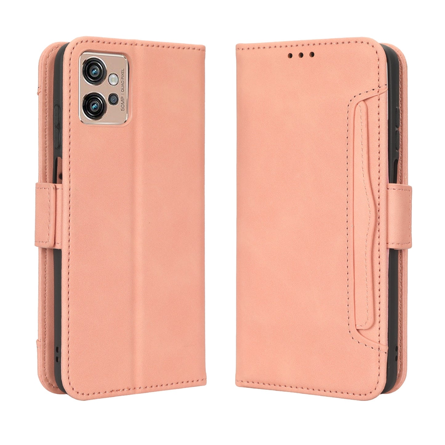 Motorola Moto G32 Skin Feel PU Leather Wallet Phone Case with Card Slots, Cash Pocket, Magnetic Closure, Built-In Stand, Full Protection TPU Cover
