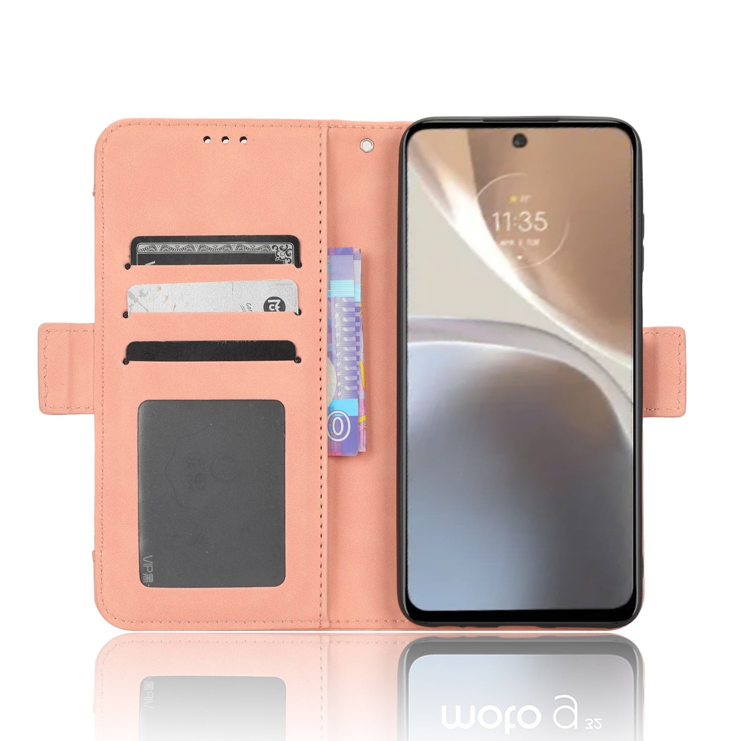Motorola Moto G32 Skin Feel PU Leather Wallet Phone Case with Card Slots, Cash Pocket, Magnetic Closure, Built-In Stand, Full Protection TPU Cover