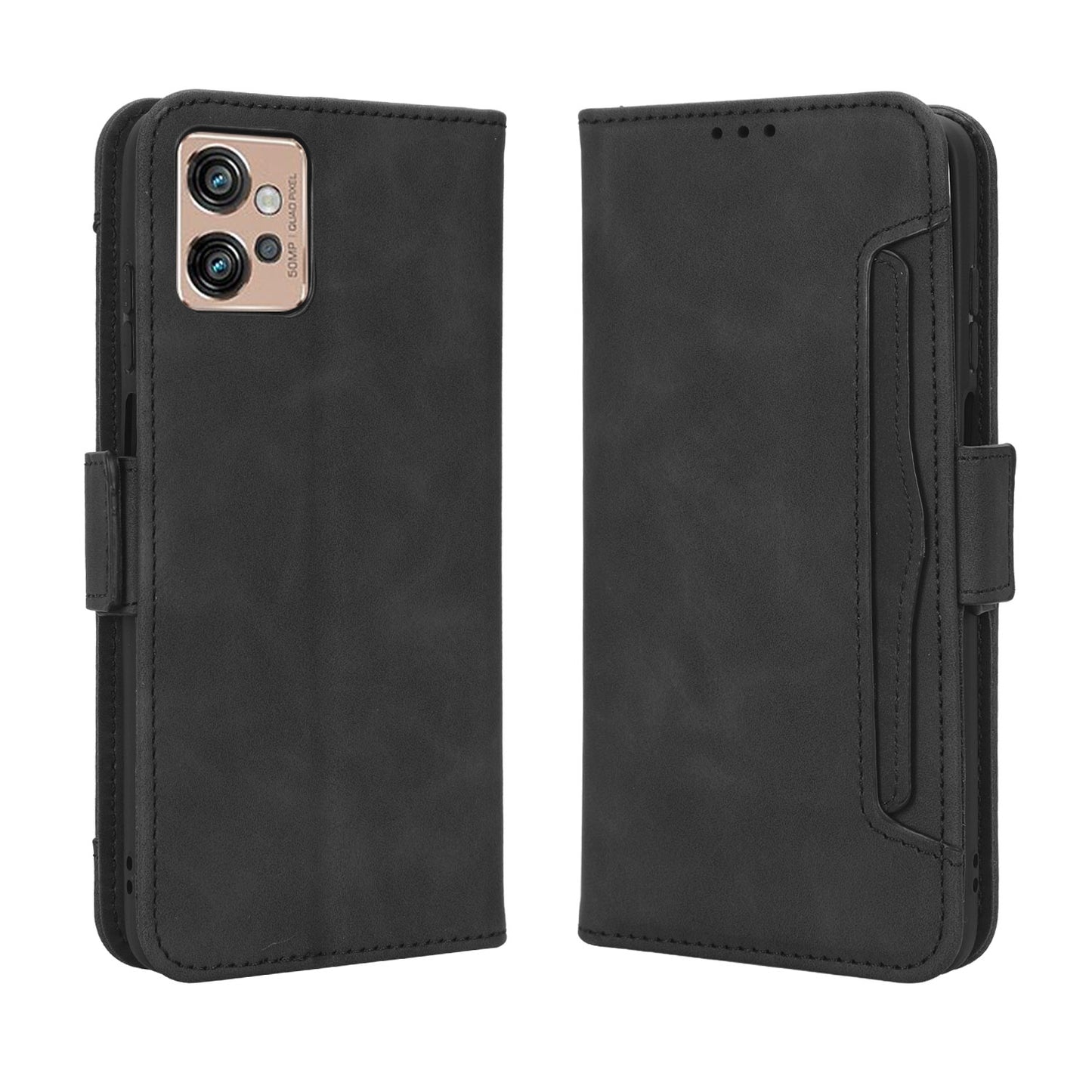 Motorola Moto G32 Skin Feel PU Leather Wallet Phone Case with Card Slots, Cash Pocket, Magnetic Closure, Built-In Stand, Full Protection TPU Cover