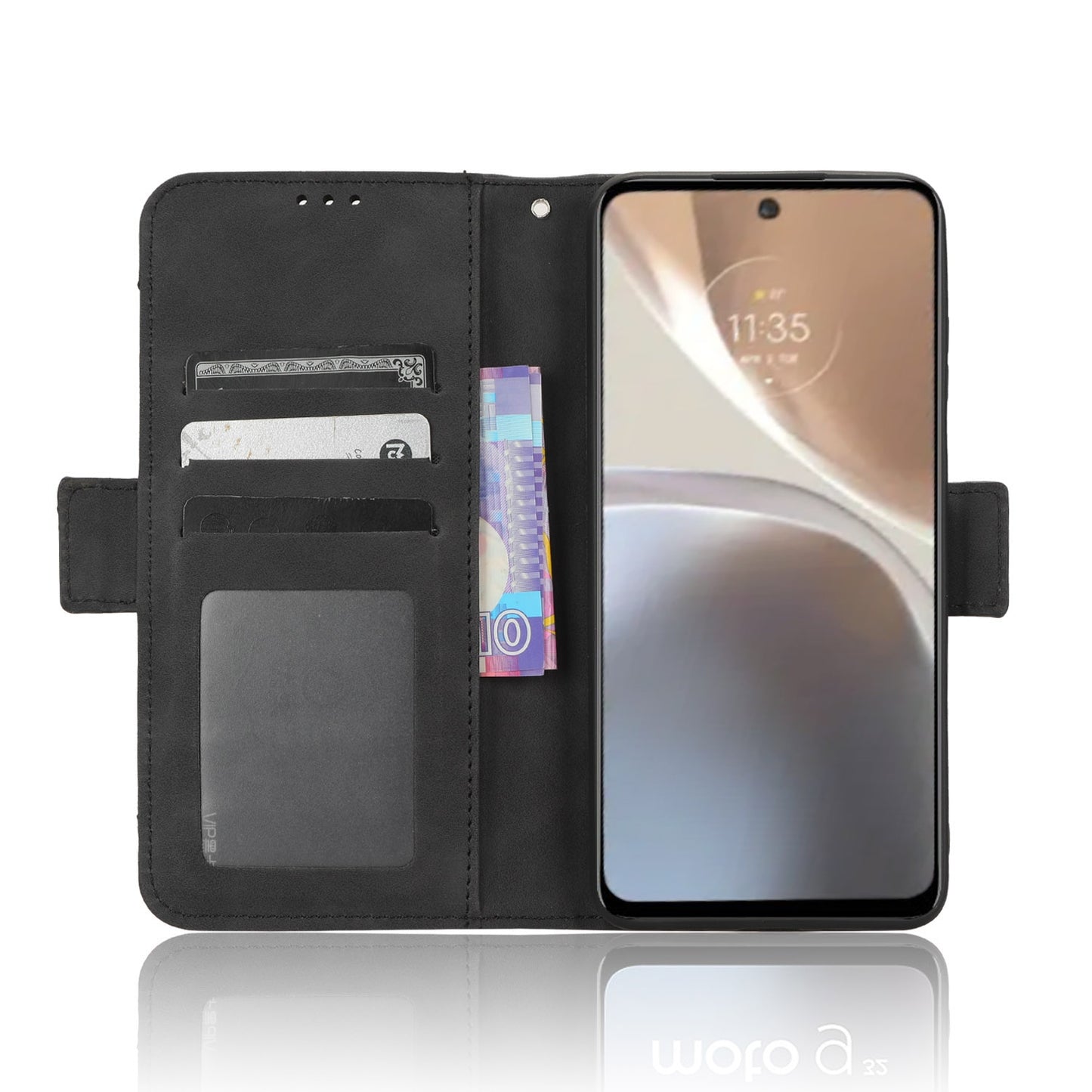 Motorola Moto G32 Skin Feel PU Leather Wallet Phone Case with Card Slots, Cash Pocket, Magnetic Closure, Built-In Stand, Full Protection TPU Cover