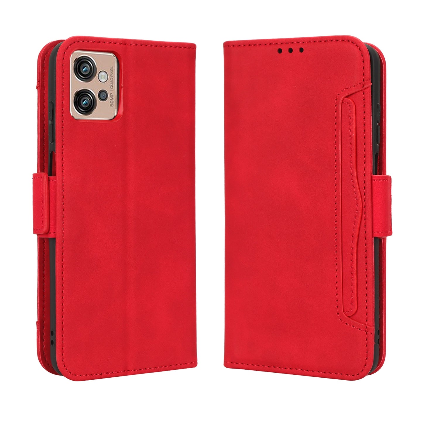 Motorola Moto G32 Skin Feel PU Leather Wallet Phone Case with Card Slots, Cash Pocket, Magnetic Closure, Built-In Stand, Full Protection TPU Cover