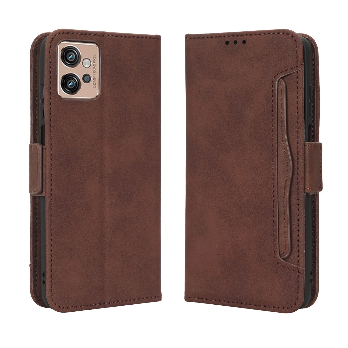 Motorola Moto G32 Skin Feel PU Leather Wallet Phone Case with Card Slots, Cash Pocket, Magnetic Closure, Built-In Stand, Full Protection TPU Cover
