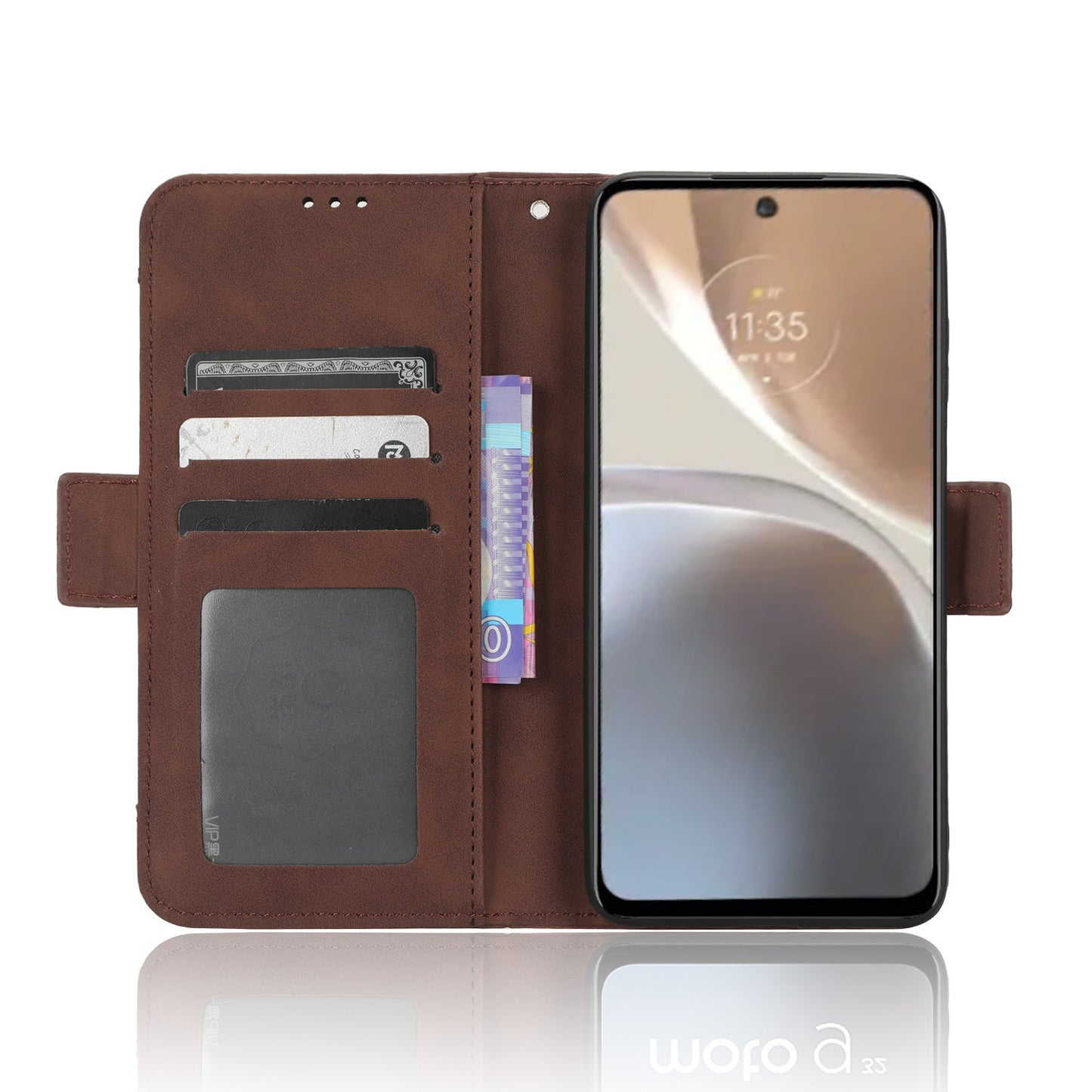 Motorola Moto G32 Skin Feel PU Leather Wallet Phone Case with Card Slots, Cash Pocket, Magnetic Closure, Built-In Stand, Full Protection TPU Cover