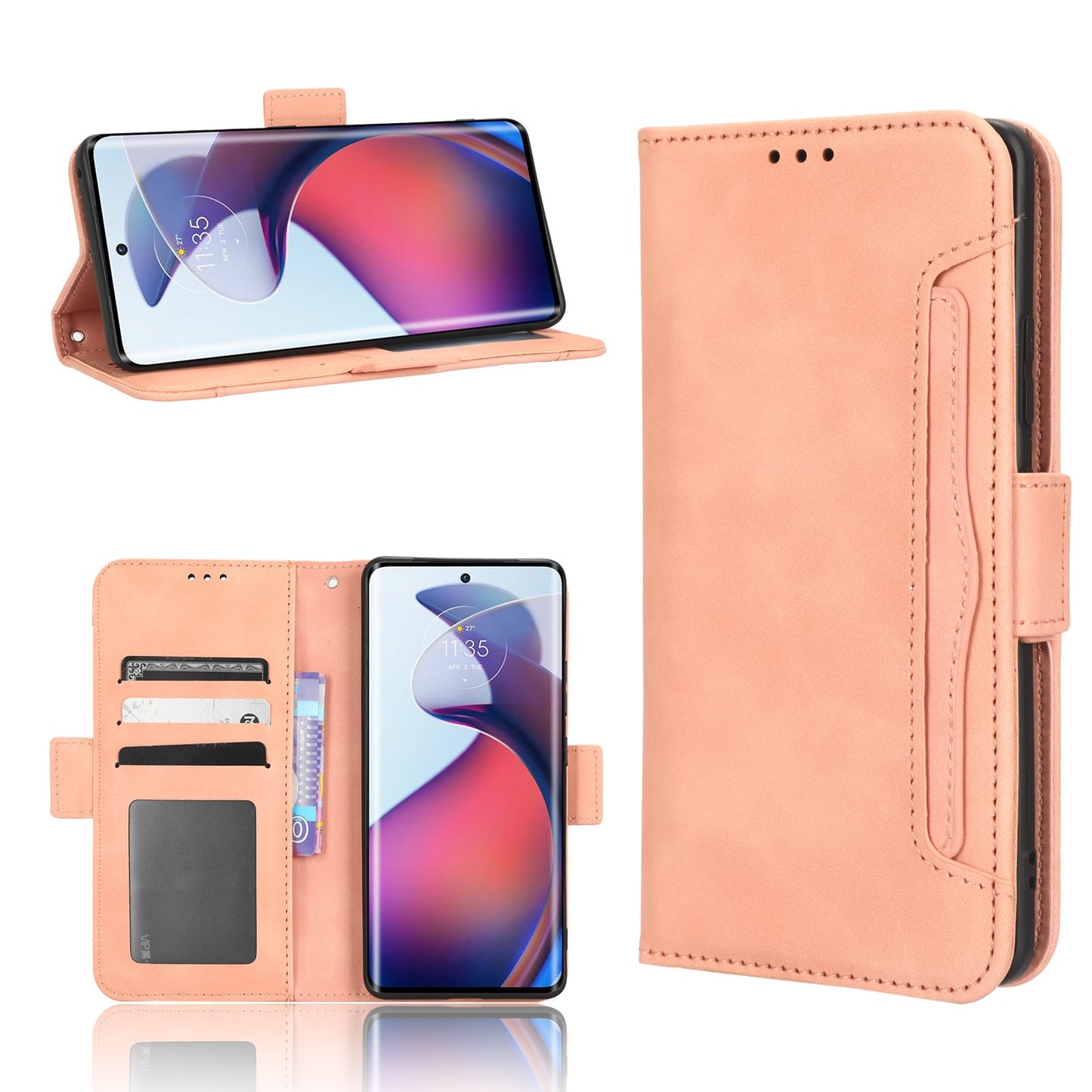 Motorola Moto S30 Pro 5G Skin Feel PU Leather Wallet Phone Case with Card Slots, Cash Pocket, Magnetic Closure, Built-In Stand, Full Protection TPU Cover