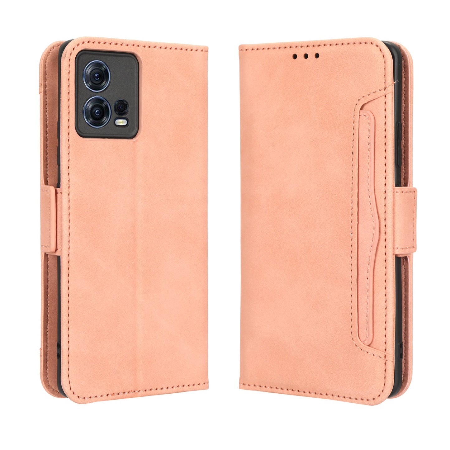 Motorola Moto S30 Pro 5G Skin Feel PU Leather Wallet Phone Case with Card Slots, Cash Pocket, Magnetic Closure, Built-In Stand, Full Protection TPU Cover