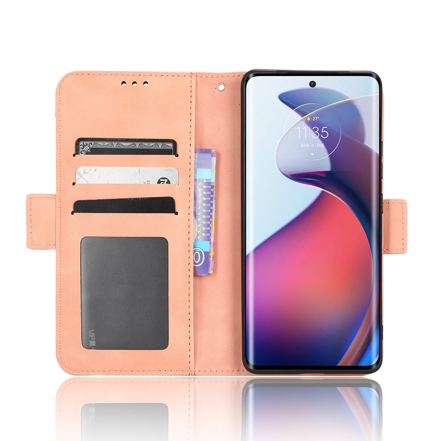 Motorola Moto S30 Pro 5G Skin Feel PU Leather Wallet Phone Case with Card Slots, Cash Pocket, Magnetic Closure, Built-In Stand, Full Protection TPU Cover