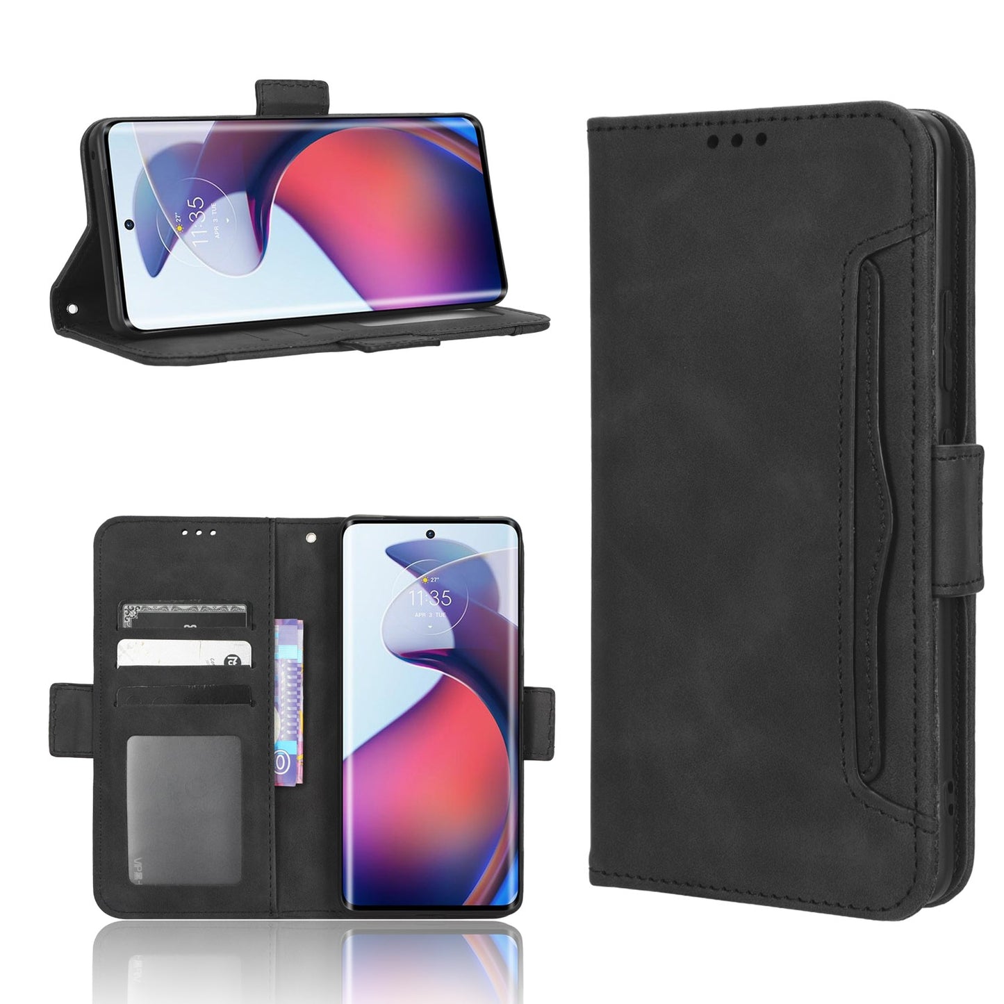 Motorola Moto S30 Pro 5G Skin Feel PU Leather Wallet Phone Case with Card Slots, Cash Pocket, Magnetic Closure, Built-In Stand, Full Protection TPU Cover