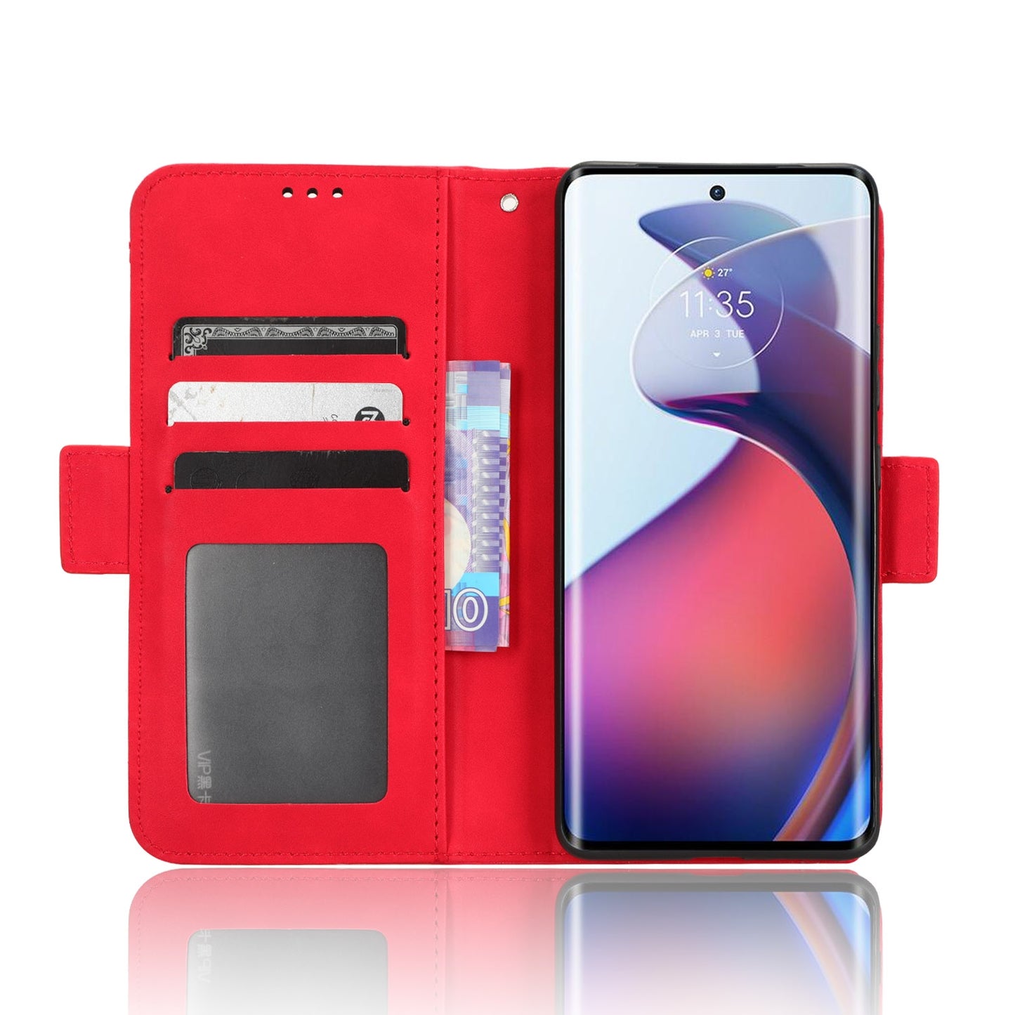 Motorola Moto S30 Pro 5G Skin Feel PU Leather Wallet Phone Case with Card Slots, Cash Pocket, Magnetic Closure, Built-In Stand, Full Protection TPU Cover