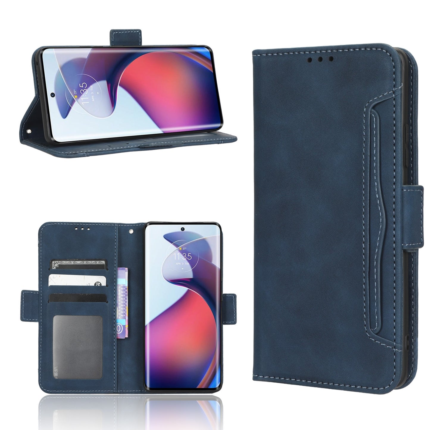 Motorola Moto S30 Pro 5G Skin Feel PU Leather Wallet Phone Case with Card Slots, Cash Pocket, Magnetic Closure, Built-In Stand, Full Protection TPU Cover