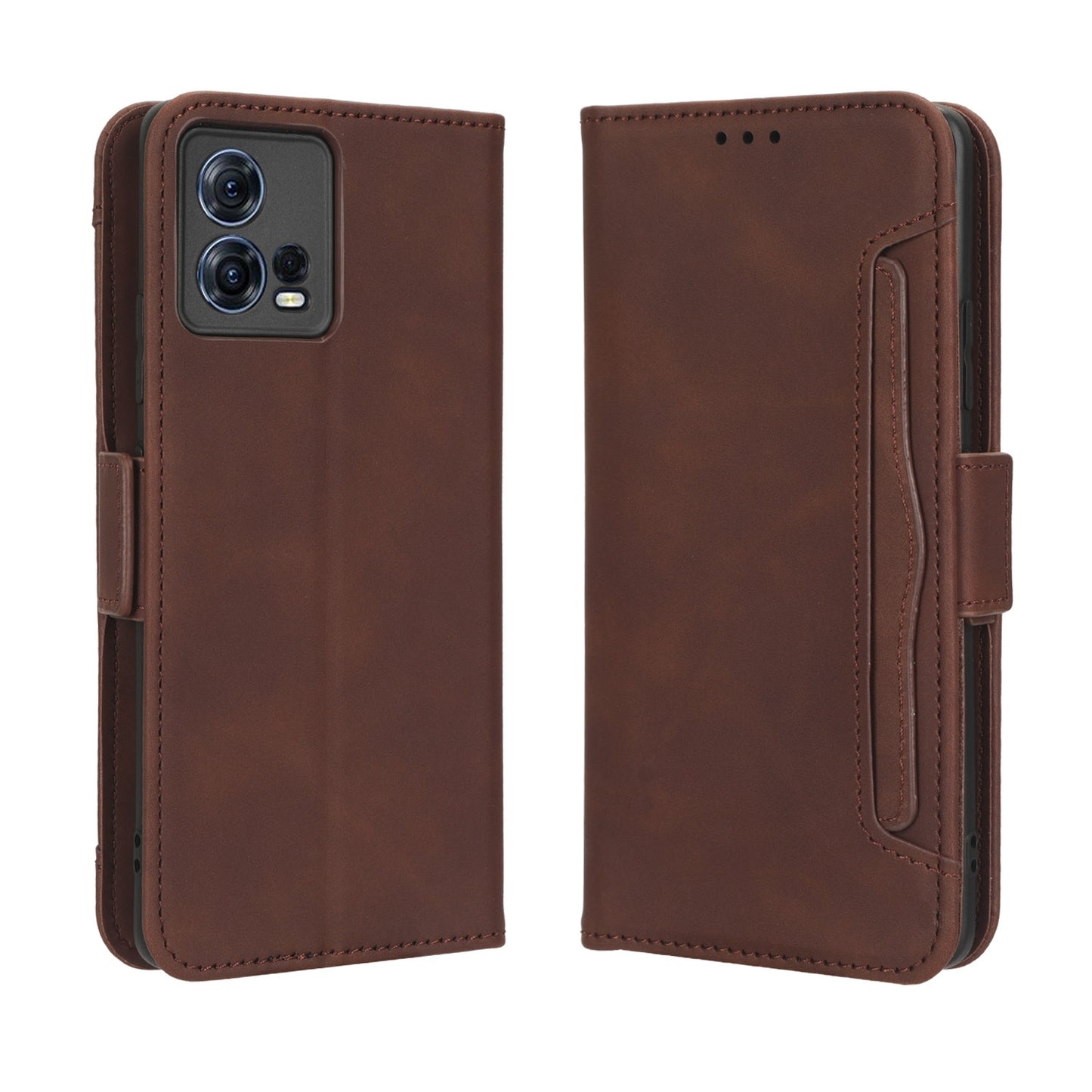 Motorola Moto S30 Pro 5G Skin Feel PU Leather Wallet Phone Case with Card Slots, Cash Pocket, Magnetic Closure, Built-In Stand, Full Protection TPU Cover